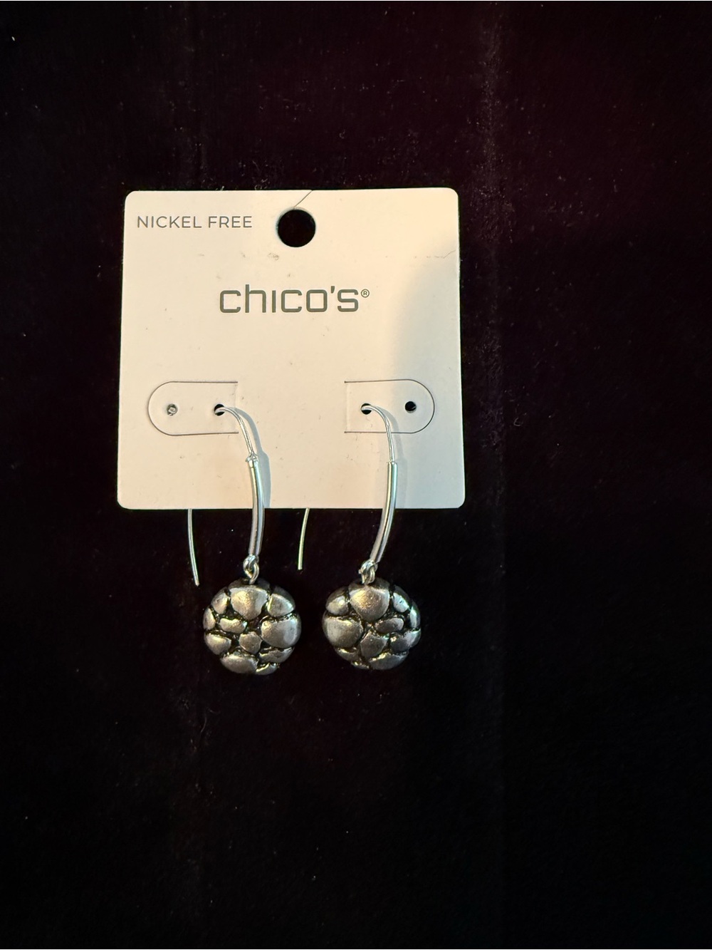 Chico's Silver Floral Drop Earrings